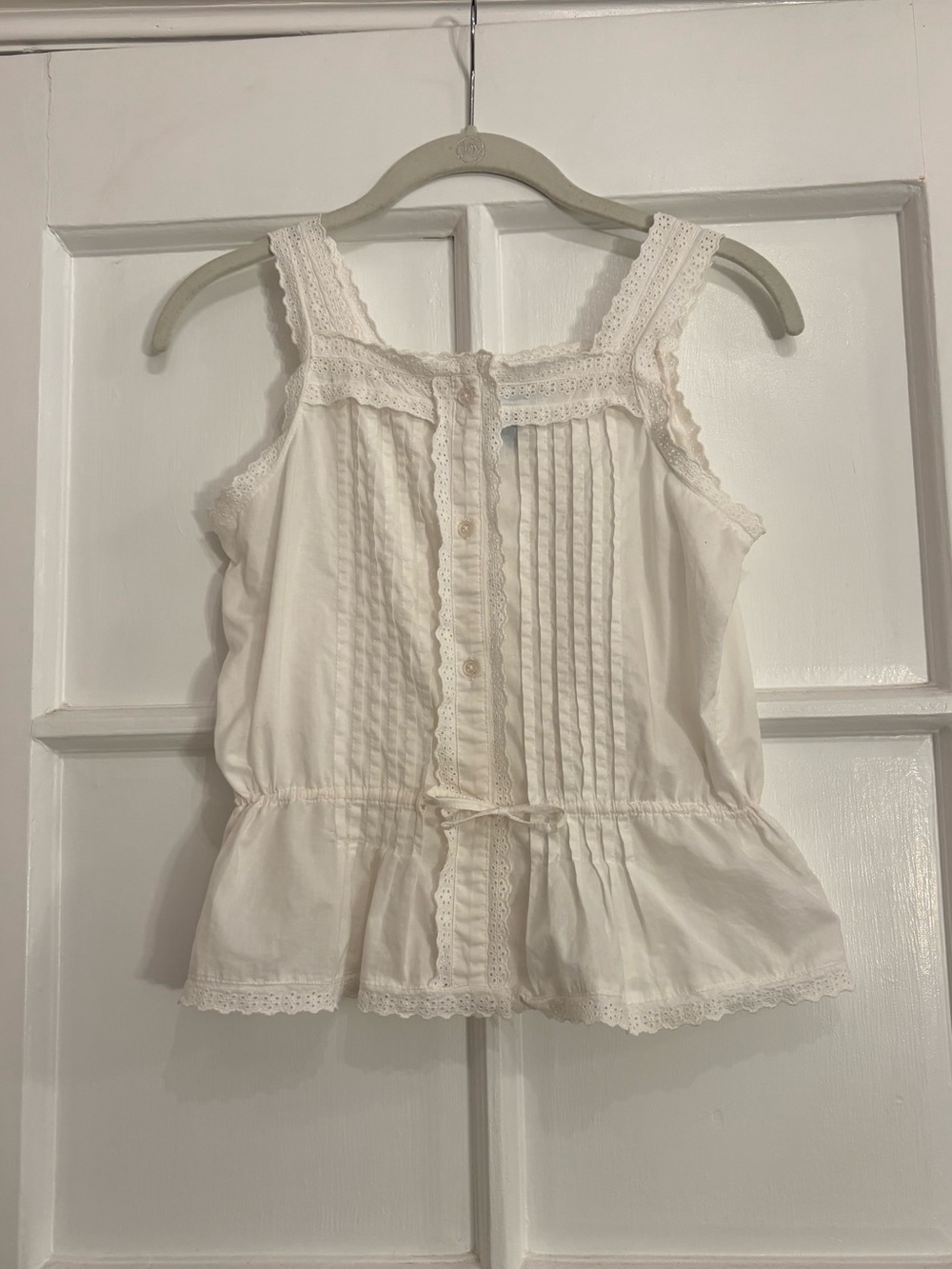100% Cotton Lace Trim Tank Top